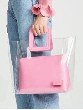 STAUD Shirley Pink PVC and Leather‎ Bag